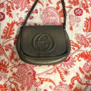 Gucci Gray Crossbody Bag with Iconic Logo